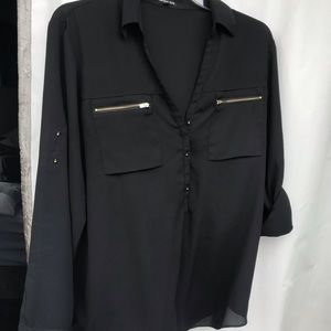 Black Express Portofino Shirt with Gold Detail